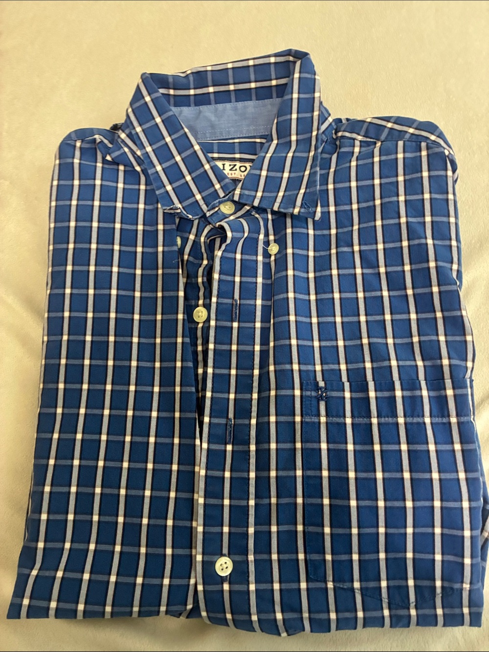 Izod Men’s Blue Plaid Button-Down Shirt